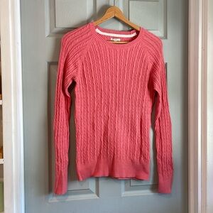 Sonoma Women's L Pink Cable Knit 100% Cotton Long Sleeve Crew Neck Sweater